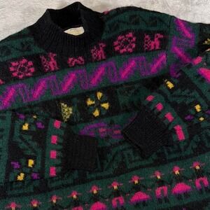 Rare 80s United Colors of Benetton Wool Aztec Sweater | Made in Italy | Medium